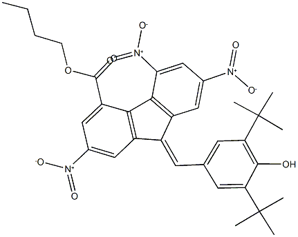 butyl 9-(3,5-ditert-butyl-4-hydroxybenzylidene)-2,5,7-trisnitro-9H-fluorene-4-carboxylate 结构式