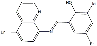 2,4-dibromo-6-{[(5-bromo-8-quinolinyl)imino]methyl}phenol 结构式