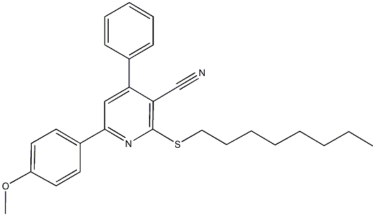 6-(4-methoxyphenyl)-2-(octylsulfanyl)-4-phenylnicotinonitrile 结构式