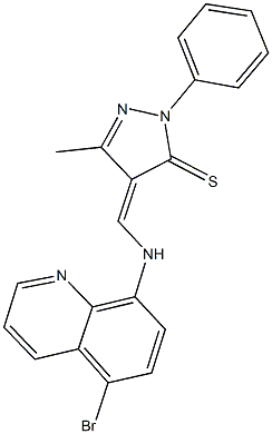 4-{[(5-bromo-8-quinolinyl)amino]methylene}-5-methyl-2-phenyl-2,4-dihydro-3H-pyrazole-3-thione 结构式