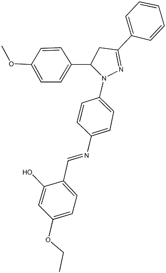 5-ethoxy-2-[({4-[5-(4-methoxyphenyl)-3-phenyl-4,5-dihydro-1H-pyrazol-1-yl]phenyl}imino)methyl]phenol 结构式