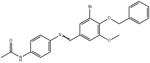 N-(4-{[4-(benzyloxy)-3-bromo-5-methoxybenzylidene]amino}phenyl)acetamide 结构式