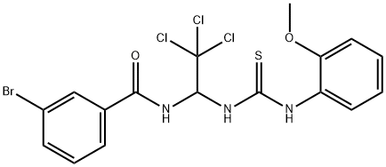3-bromo-N-(2,2,2-trichloro-1-{[(2-methoxyanilino)carbothioyl]amino}ethyl)benzamide 结构式