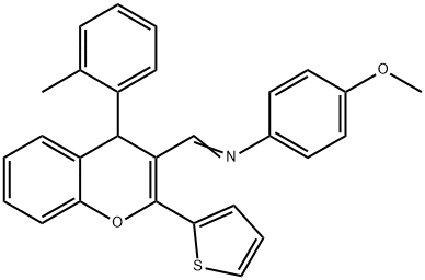 N-(4-methoxyphenyl)-N-{[4-(2-methylphenyl)-2-(2-thienyl)-4H-chromen-3-yl]methylene}amine 结构式