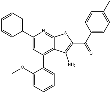 [3-amino-4-(2-methoxyphenyl)-6-phenylthieno[2,3-b]pyridin-2-yl](4-methylphenyl)methanone 结构式