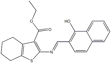 ethyl 2-{[(1-hydroxy-2-naphthyl)methylene]amino}-4,5,6,7-tetrahydro-1-benzothiophene-3-carboxylate 结构式