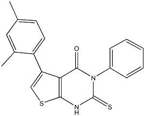 5-(2,4-dimethylphenyl)-3-phenyl-2-thioxo-2,3-dihydrothieno[2,3-d]pyrimidin-4(1H)-one 结构式