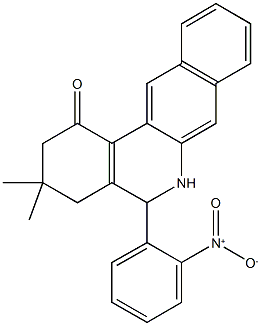 5-{2-nitrophenyl}-3,3-dimethyl-3,4,5,6-tetrahydrobenzo[b]phenanthridin-1(2H)-one 结构式