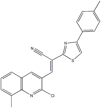 3-(2-chloro-8-methyl-3-quinolinyl)-2-[4-(4-methylphenyl)-1,3-thiazol-2-yl]acrylonitrile 结构式