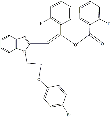 2-{1-[2-(4-bromophenoxy)ethyl]-1H-benzimidazol-2-yl}-1-(2-fluorophenyl)vinyl 2-fluorobenzoate 结构式