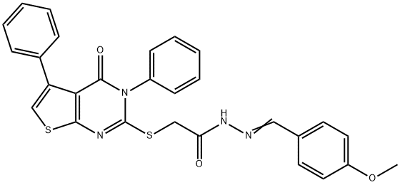 N'-(4-methoxybenzylidene)-2-[(4-oxo-3,5-diphenyl-3,4-dihydrothieno[2,3-d]pyrimidin-2-yl)sulfanyl]acetohydrazide 结构式