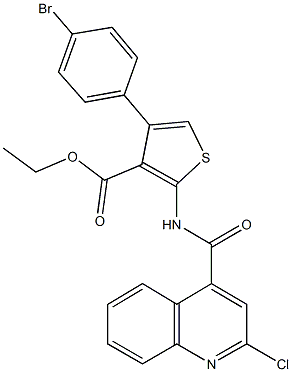 ethyl 4-(4-bromophenyl)-2-{[(2-chloro-4-quinolinyl)carbonyl]amino}-3-thiophenecarboxylate 结构式