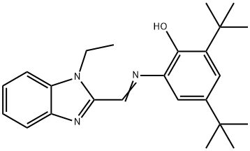 2,4-ditert-butyl-6-{[(1-ethyl-1H-benzimidazol-2-yl)methylene]amino}phenol 结构式