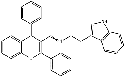 N-[(2,4-diphenyl-4H-chromen-3-yl)methylene]-N-[2-(1H-indol-3-yl)ethyl]amine 结构式