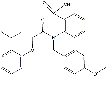 2-[[(2-isopropyl-5-methylphenoxy)acetyl](4-methoxybenzyl)amino]benzoic acid 结构式