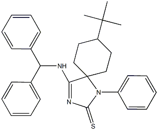 4-(benzhydrylamino)-8-tert-butyl-1-phenyl-1,3-diazaspiro[4.5]dec-3-ene-2-thione 结构式