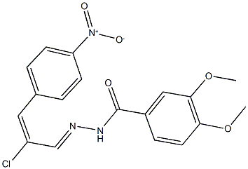 N'-(2-chloro-3-{4-nitrophenyl}-2-propenylidene)-3,4-dimethoxybenzohydrazide 结构式
