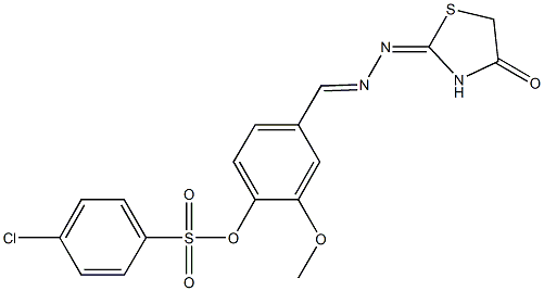 2-methoxy-4-[2-(4-oxo-1,3-thiazolidin-2-ylidene)carbohydrazonoyl]phenyl 4-chlorobenzenesulfonate 结构式