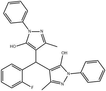 4-[(2-fluorophenyl)(5-hydroxy-3-methyl-1-phenyl-1H-pyrazol-4-yl)methyl]-3-methyl-1-phenyl-1H-pyrazol-5-ol 结构式