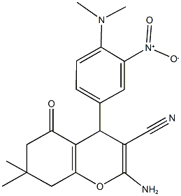 2-amino-4-{4-(dimethylamino)-3-nitrophenyl}-7,7-dimethyl-5-oxo-5,6,7,8-tetrahydro-4H-chromene-3-carbonitrile 结构式