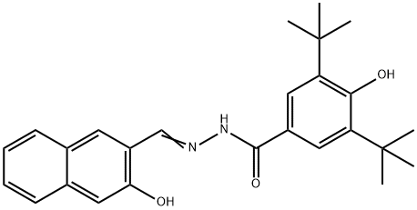 3,5-ditert-butyl-4-hydroxy-N'-[(3-hydroxy-2-naphthyl)methylene]benzohydrazide 结构式