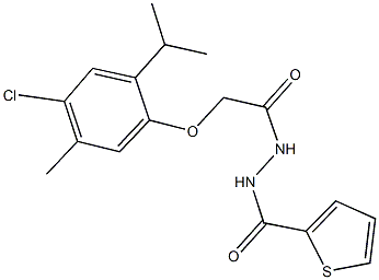 2-(4-chloro-2-isopropyl-5-methylphenoxy)-N'-(2-thienylcarbonyl)acetohydrazide 结构式