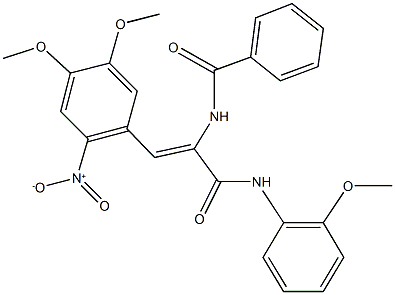 N-{2-{2-nitro-4,5-dimethoxyphenyl}-1-[(2-methoxyanilino)carbonyl]vinyl}benzamide 结构式