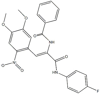 N-(1-[(4-fluoroanilino)carbonyl]-2-{2-nitro-4,5-dimethoxyphenyl}vinyl)benzamide 结构式