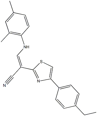 3-(2,4-dimethylanilino)-2-[4-(4-ethylphenyl)-1,3-thiazol-2-yl]acrylonitrile 结构式