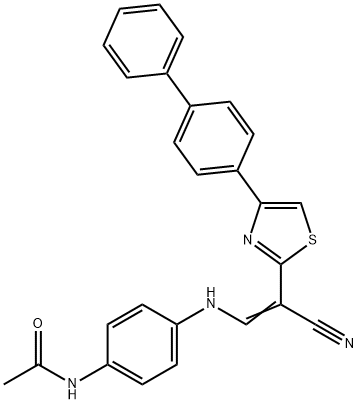N-(4-{[2-(4-[1,1'-biphenyl]-4-yl-1,3-thiazol-2-yl)-2-cyanovinyl]amino}phenyl)acetamide 结构式