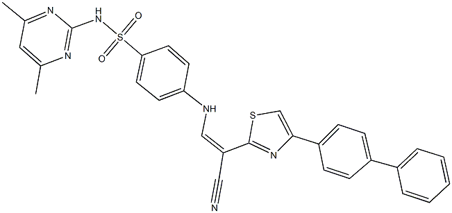 4-{[2-(4-[1,1'-biphenyl]-4-yl-1,3-thiazol-2-yl)-2-cyanovinyl]amino}-N-(4,6-dimethyl-2-pyrimidinyl)benzenesulfonamide 结构式