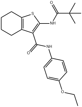 2-[(2,2-dimethylpropanoyl)amino]-N-(4-ethoxyphenyl)-4,5,6,7-tetrahydro-1-benzothiophene-3-carboxamide 结构式