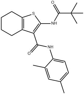 N-(2,4-dimethylphenyl)-2-[(2,2-dimethylpropanoyl)amino]-4,5,6,7-tetrahydro-1-benzothiophene-3-carboxamide 结构式