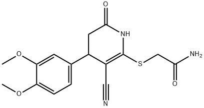 2-{[3-cyano-4-(3,4-dimethoxyphenyl)-6-oxo-1,4,5,6-tetrahydro-2-pyridinyl]sulfanyl}acetamide 结构式