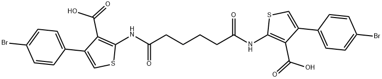 4-(4-bromophenyl)-2-[(6-{[4-(4-bromophenyl)-3-carboxy-2-thienyl]amino}-6-oxohexanoyl)amino]-3-thiophenecarboxylic acid 结构式