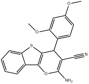 2-amino-4-(2,4-dimethoxyphenyl)-4H-[1]benzothieno[3,2-b]pyran-3-carbonitrile 结构式