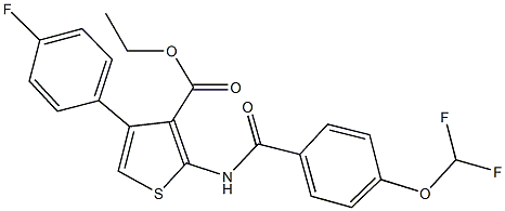 ethyl 2-{[4-(difluoromethoxy)benzoyl]amino}-4-(4-fluorophenyl)-3-thiophenecarboxylate 结构式