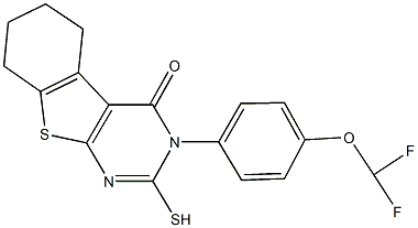 3-[4-(difluoromethoxy)phenyl]-2-sulfanyl-5,6,7,8-tetrahydro[1]benzothieno[2,3-d]pyrimidin-4(3H)-one 结构式