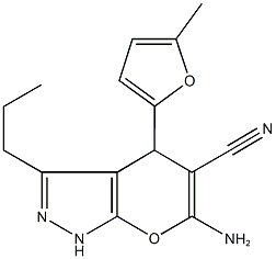 6-amino-4-(5-methyl-2-furyl)-3-propyl-1,4-dihydropyrano[2,3-c]pyrazole-5-carbonitrile 结构式