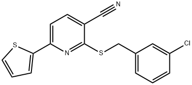 2-[(3-chlorobenzyl)sulfanyl]-6-(2-thienyl)nicotinonitrile 结构式