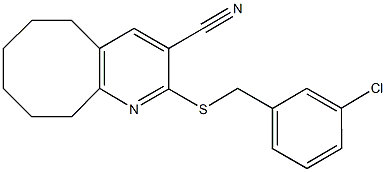 2-[(3-chlorobenzyl)sulfanyl]-5,6,7,8,9,10-hexahydrocycloocta[b]pyridine-3-carbonitrile 结构式