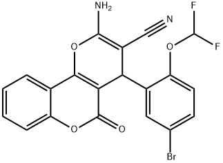 2-amino-4-[5-bromo-2-(difluoromethoxy)phenyl]-5-oxo-4H,5H-pyrano[3,2-c]chromene-3-carbonitrile 结构式