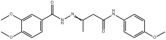 3-[(3,4-dimethoxybenzoyl)hydrazono]-N-(4-methoxyphenyl)butanamide 结构式