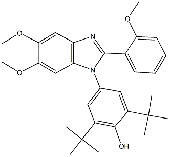 2,6-ditert-butyl-4-[5,6-dimethoxy-2-(2-methoxyphenyl)-1H-benzimidazol-1-yl]phenol 结构式