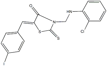 3-[(2-chloroanilino)methyl]-5-(4-iodobenzylidene)-2-thioxo-1,3-thiazolidin-4-one 结构式