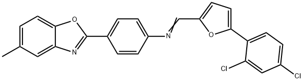 N-{[5-(2,4-dichlorophenyl)-2-furyl]methylene}-N-[4-(5-methyl-1,3-benzoxazol-2-yl)phenyl]amine 结构式