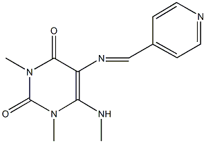 1,3-dimethyl-6-(methylamino)-5-[(4-pyridinylmethylene)amino]-2,4(1H,3H)-pyrimidinedione 结构式
