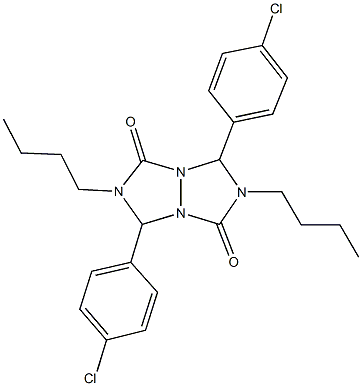 2,6-dibutyl-3,7-bis(4-chlorophenyl)tetrahydro-1H,5H-[1,2,4]triazolo[1,2-a][1,2,4]triazole-1,5-dione 结构式