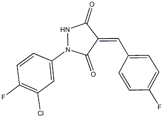 1-(3-chloro-4-fluorophenyl)-4-(4-fluorobenzylidene)-3,5-pyrazolidinedione 结构式