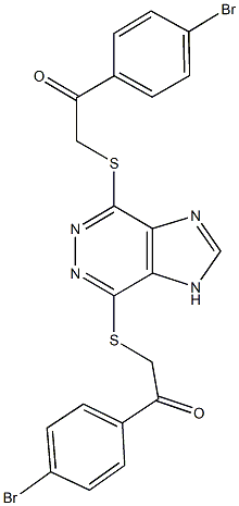 1-(4-bromophenyl)-2-[(4-{[2-(4-bromophenyl)-2-oxoethyl]sulfanyl}-1H-imidazo[4,5-d]pyridazin-7-yl)sulfanyl]ethanone 结构式